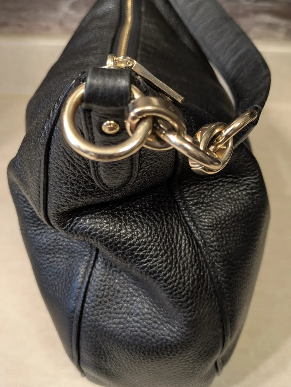 Coach F31399 Elle Hobo Black Pebbled Leather  Shoulder Bag
